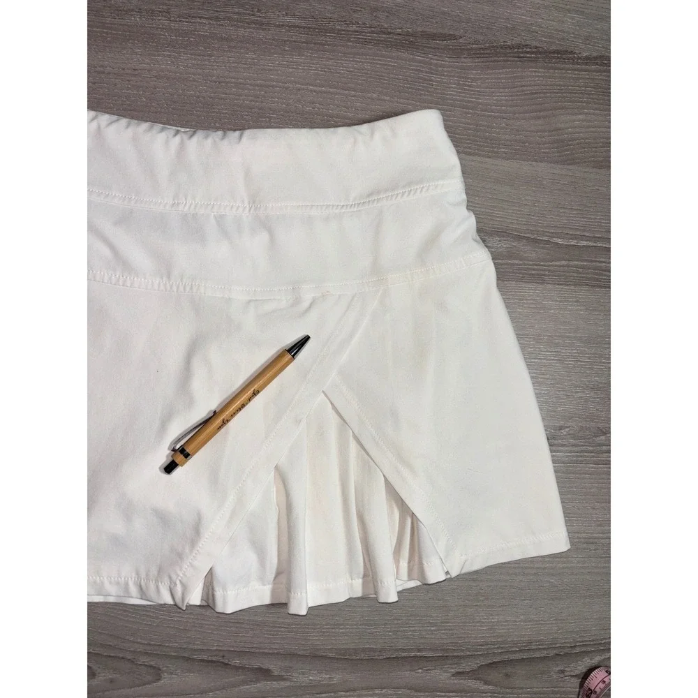 Athleta Womens White Pleated Wrap Skort Tennis Golf Active Skirt Small Pocket
